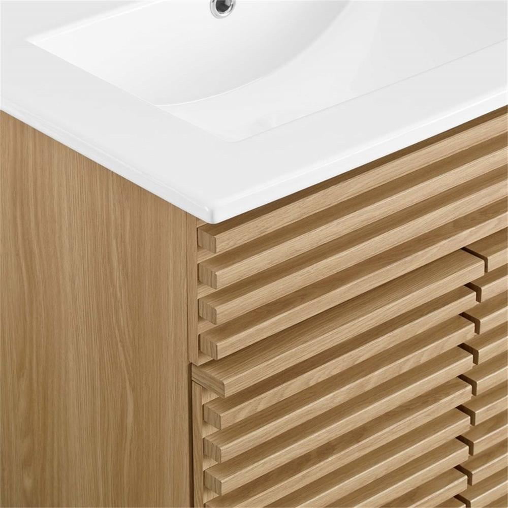 Modway Render Bathroom Vanity in Oak White