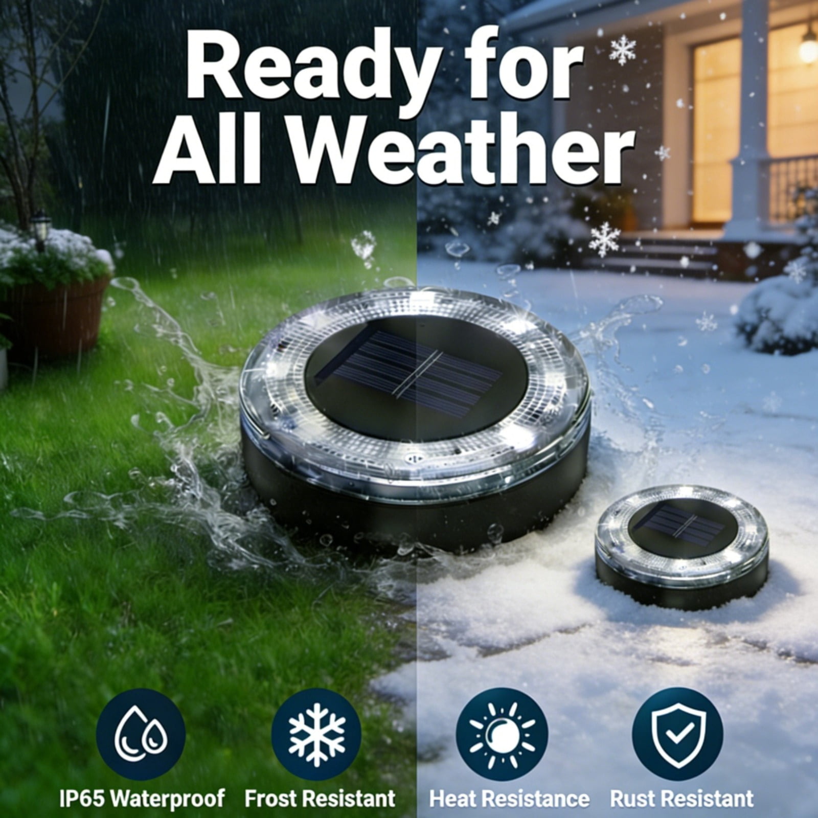 12 Pack Solar Lights Outdoor Waterproof, 8 LED Flat In-Ground Landscape Lights for Pathway, Garden, Yard, Patio, Driveway, Walkway, Lawn & Deck Lighting,Cool White