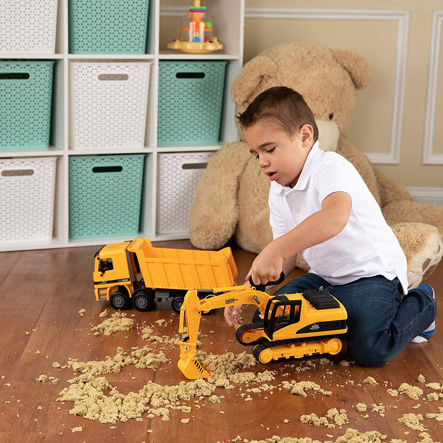 excavator and dump truck toy