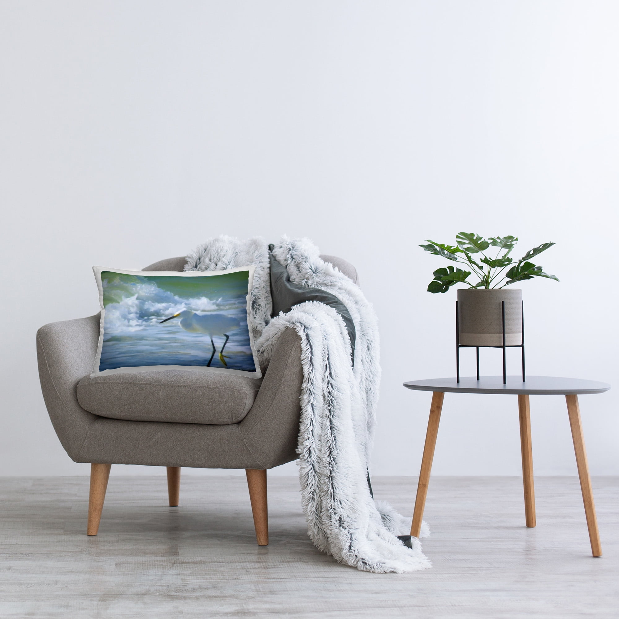 Stupell Industries Heron & Splashing Sea Decorative Printed Throw Pillow Design by GraffiTee Studios