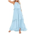 thumbnail image 1 of Robes d'Été Longues pour Femmes 2025 - Robe Maxi Sans Manches, Robe Élégante Décontractée à Volants, 1 of 6