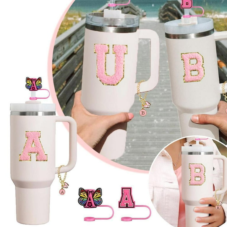 2-Piece Letter Charm For Stanley Cup - Personalized Initial Charms With Lobster Clasp For Tumbler Handle