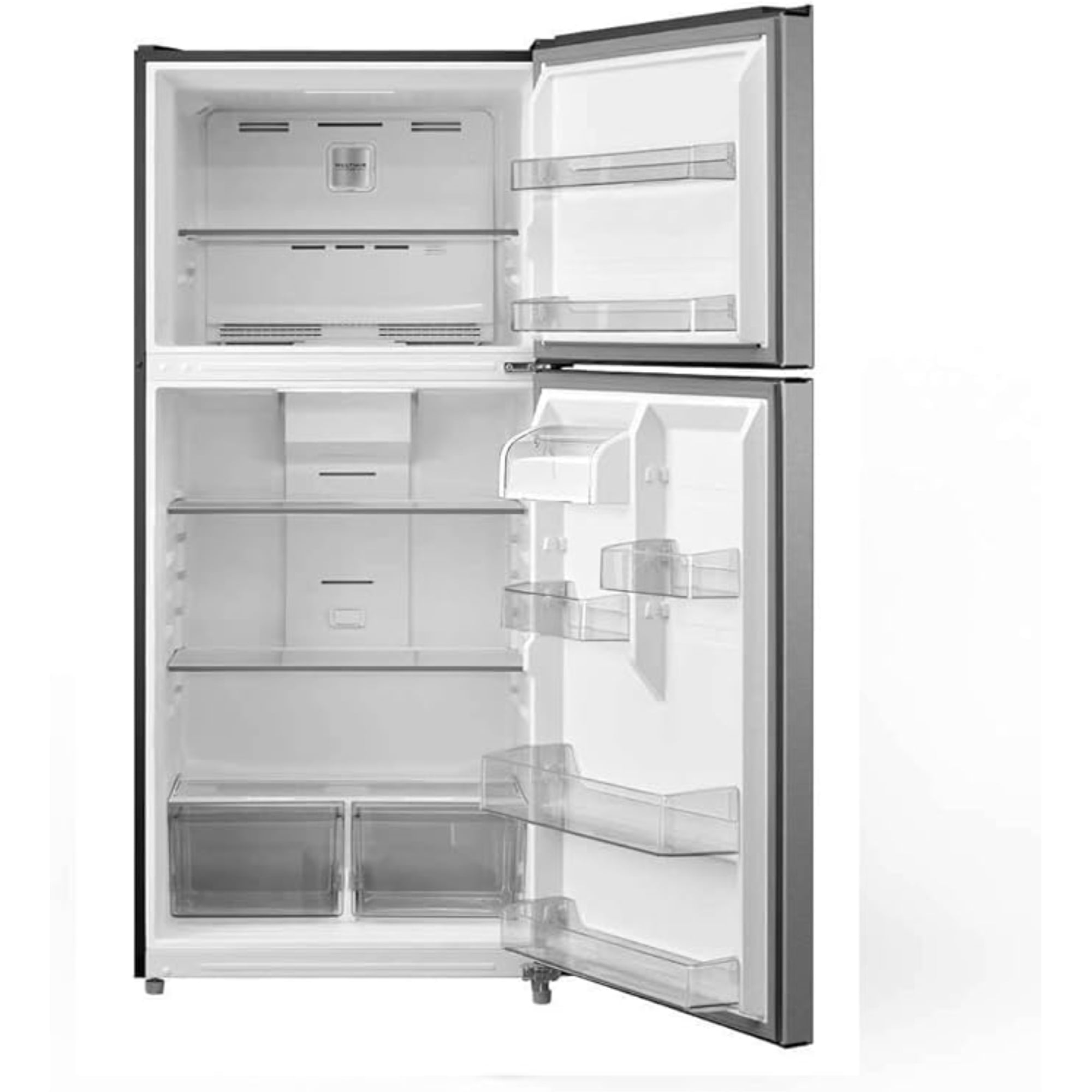 MIDEA 18 CF Top Mount Refrigerator, Glass Shelves, Ice Maker Ready, ESTAR