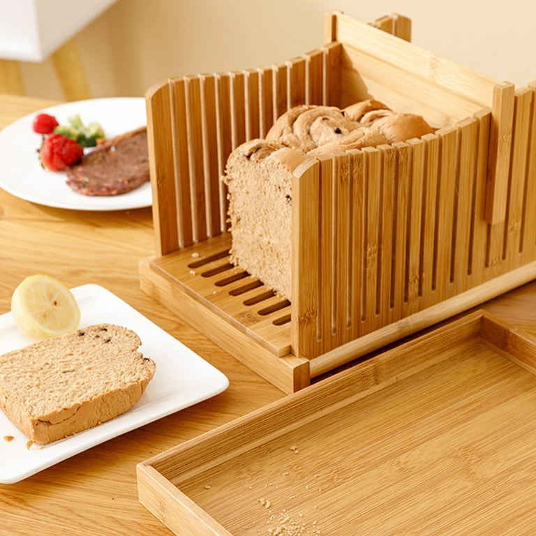 A Home Bamboo Bread Slicer For Homemade Bread,Adjustable Width
