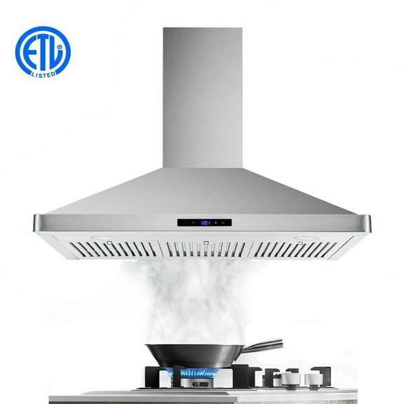 Tieasy 36 inch Wall Mount Range Hood Stainless Steel Kitchen Stove Vent 700CFM 3-Speed Fan Hood