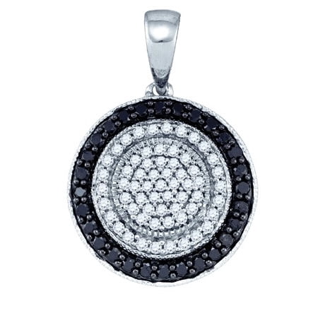 10K White Gold 0.51ctw Elegant Black Pave Diamond Fashion Halo Pendant