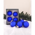 thumbnail image 4 of Glass Christmas Tree Ornaments - 80mm / 3.25" [4 Pieces] Designer Balls from Christmas By Krebs Seamless Hanging Holiday Decor (Velvet Blue), 4 of 6