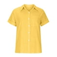 thumbnail image 5 of Otntypg Plus Size Linen Shirts for Women Lightweight Casual Summer Short Sleeve Button Down Beach Hawaiian Vacation Tees Tops Trendy Oversized Cotton Collared Tshirt with Pockets A-Yellow#02 XXXXL, 5 of 6