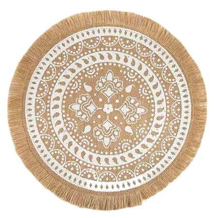 

Temacd Bowl Coasters Bohemian Foldable Heat Insulation Flax Washable Bowl Cup Mat for Home