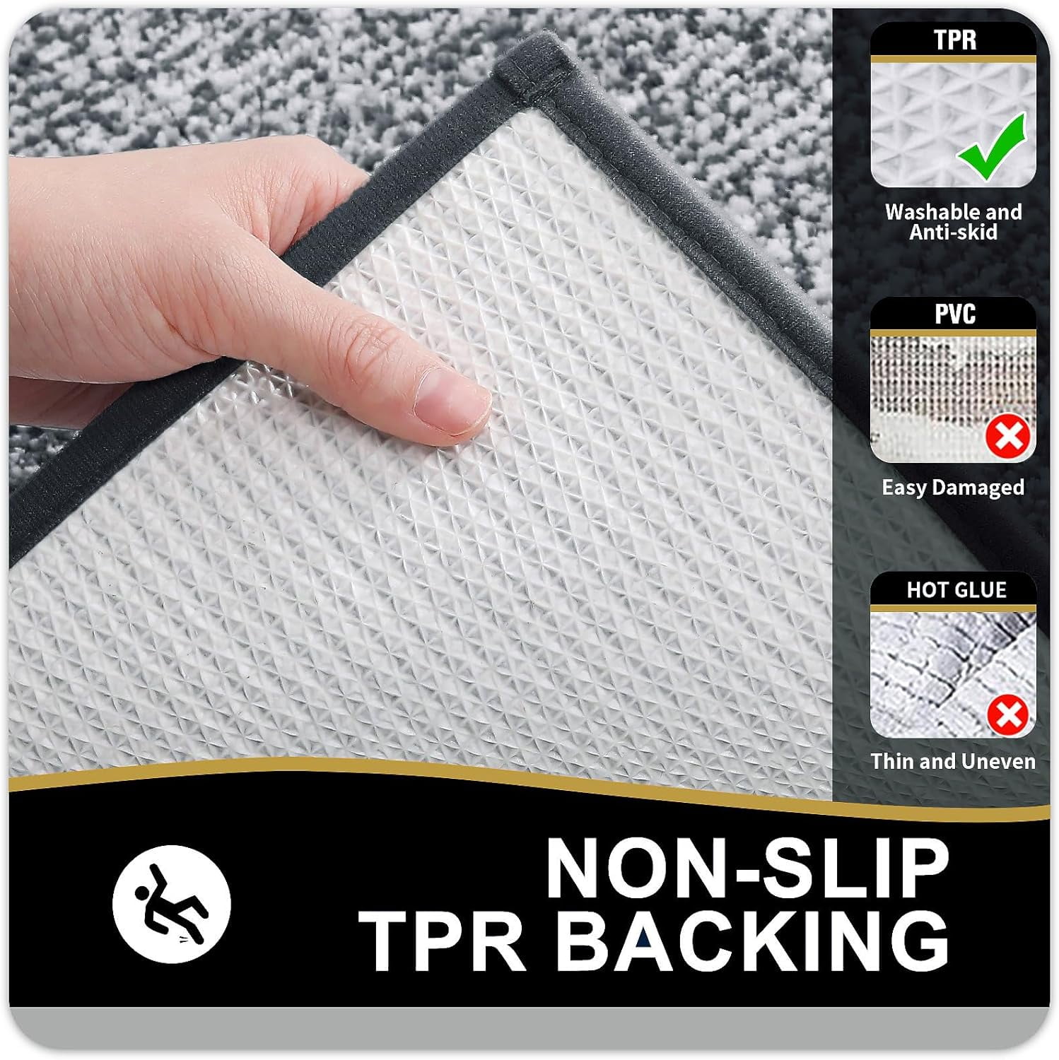 Ht Viik Bathroom Rugs 24x16, Extra Soft and Absorbent Microfiber Bath Mat, Non-Slip, Machine Washable, Quick Dry Shaggy Bath Carpet, Suitable for Bathroom Floor, Tub, Shower (Small, Dark Grey)