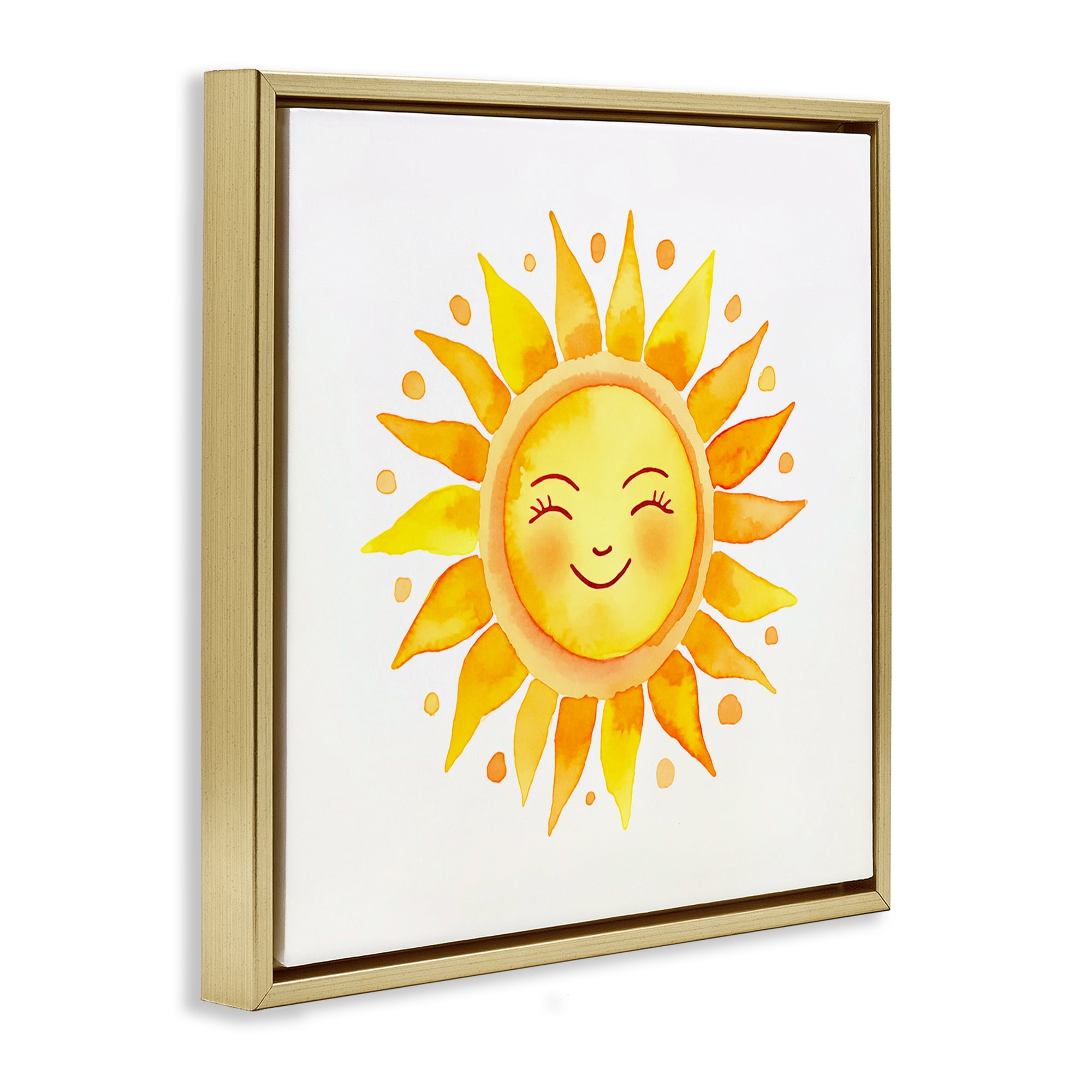 Stupell Industries Happy Sun Boho Rays Landscape & Nature Painting Gold Floater Framed Canvas Art Print Wall Art, 25 x 25