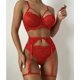 thumbnail image 2 of Conjunto de tres piezas de ropa interior sexy con encaje y anillo para las piernas estilo europeo y americano para discoteca navideña, 2 of 6