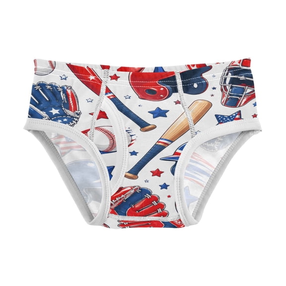 Cotton Triangle Briefs 2T-8Y, Comfortable Breathable Safety Standard Toddler & Little Kids Underwear Baseball Equipment Pattern