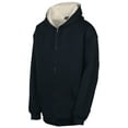 thumbnail image 1 of 9 Crowns Essentials Mens Full Zip Sherpa Lined Fleece Hoodie Jacket (Navy/Natural, Medium), 1 of 3