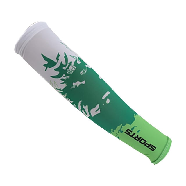WTXUE Arm Sleeves, Summer Ice Sleeves Gradually Splash Ink Printed Sleeves for Men and Women Breathable Ice Silk Breathable Outerwear Accessory, Green, 1 Pair