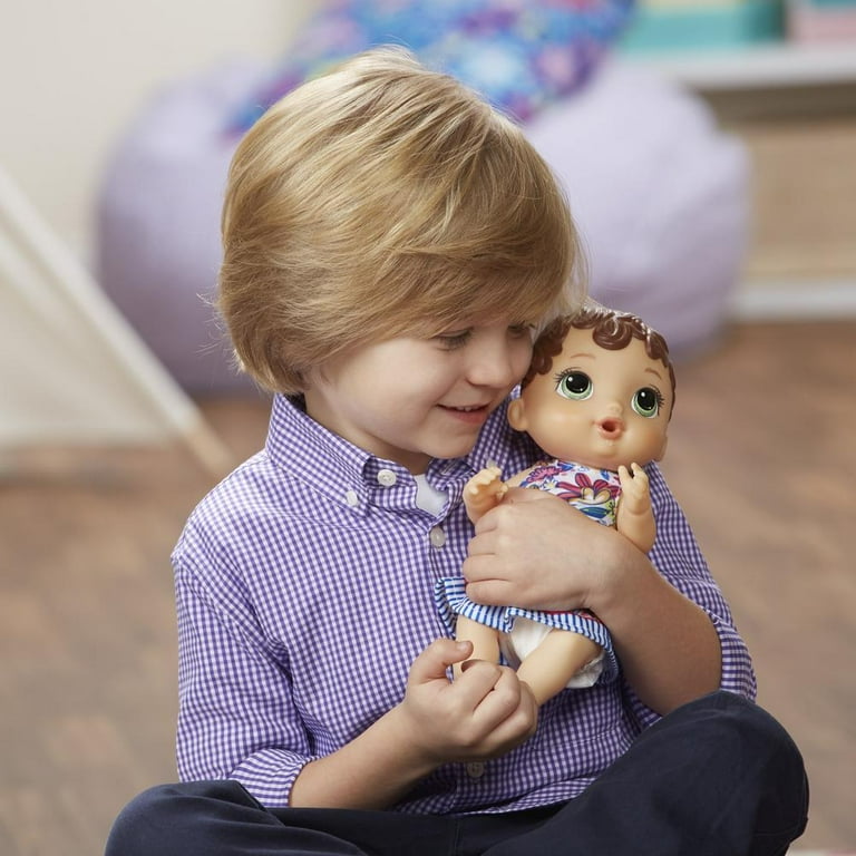 Baby Alive Lil Sips Baby 12 Inch Doll Brown Hair Green Eyes with Bottle and Diaper Kids Toy for Boys and Girls Walmart