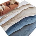 thumbnail image 2 of Blue Beige Area Rug 6x9 FT, Non Slip Living Room Throw Carpet, Modern Coastal Wave Abstract Art Washable Soft Large Floor Carpet Non-Shedding Rug for Bedroom Dining Room Play Room, 2 of 9