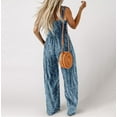 thumbnail image 4 of Yuwull Women's Casual Loose Overalls Jumpsuits One Piece Sleeveless Printed Wide Leg Long Pant Rompers With Pockets, 4 of 6