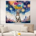 thumbnail image 2 of Happy New Year with Pitbull Fireworks Holiday Xmas Winter 2025 Tapestry Terrier Dog Lover Wall Hanging Backdrop Home Decor - 00025, 2 of 5