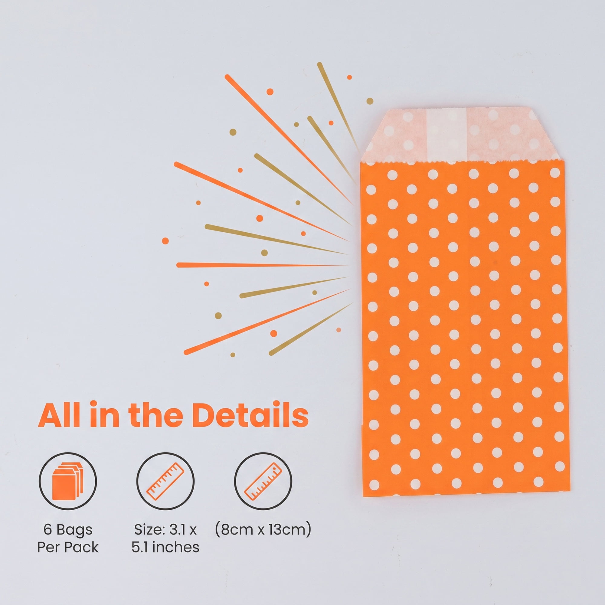 Unique Bargains 6Pcs Elegant Mini Gift Bags for Everyday Use Orange 3.1" x 5.1"