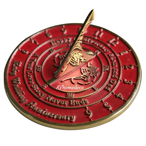 Ruby Wedding Anniversary Garden Sundial Unique Gift Idea for Your Parents to Celebrate 40 Years of Marriage,