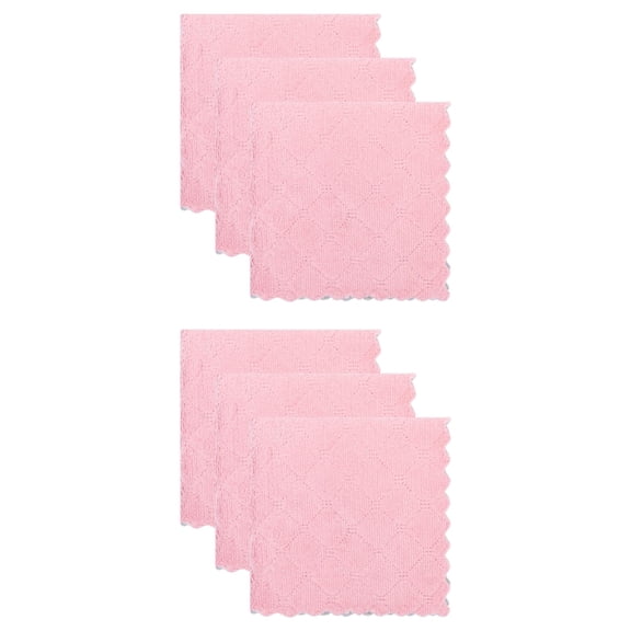 Unique Bargains 6 Pack Absorbent Kitchen Towels Pink Purple 10"x10"