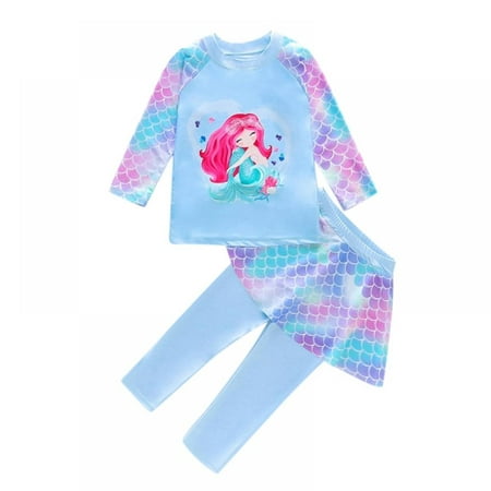 

Esho Toddler Girls Two Pieces Rashguard Swimsuit Set Long Sleeve Bathing Suits Swimwear Set 12M-8T
