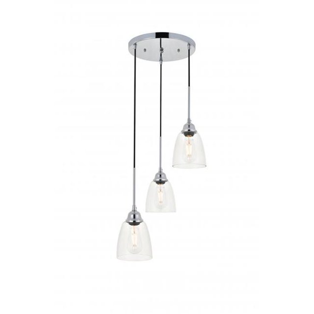 Living District LD4013D16C Felicity 3 Light Chrome Ceiling Pendant