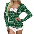 thumbnail image 4 of Samickarr One Piece Nightwear Pajamas Bodysuits for Women Shorts Butt Flap Christmas Pajamas for Women Sexy Deep V Neck Long Sleeve Button-down Front Lingerie Bodycon Rompers Jumpsuit Pajamas, 4 of 8
