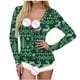 thumbnail image 4 of Pijama de Una Pieza Para Mujer, Estampado Navideño, Manga Larga, Cuello en V, Detalle de Plumas, Mono, Lencería, Ropa de Dormir Odeerbi ODB120543, 4 of 8