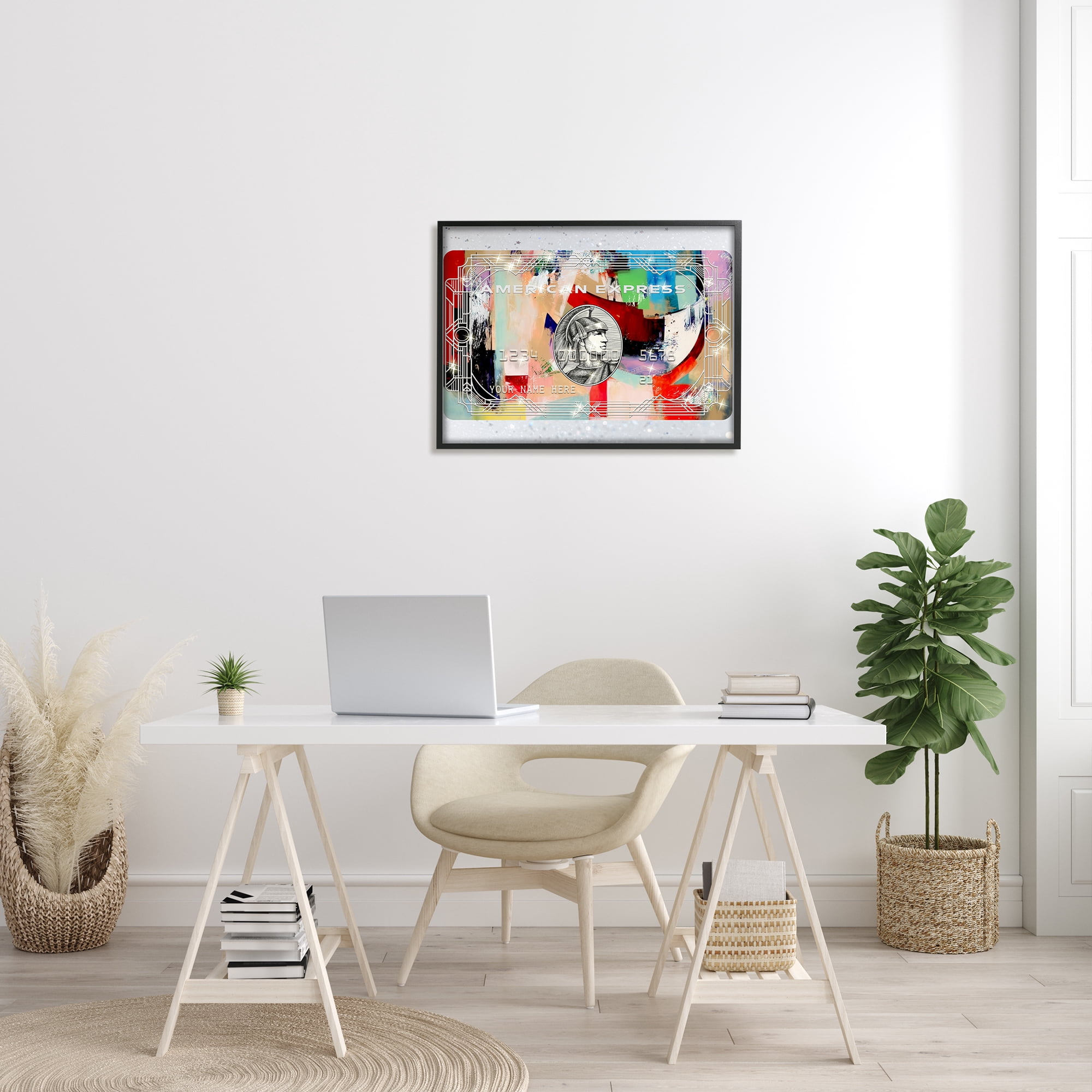 Stupell Industries Glam Credit Card Abstract Painting Black Framed Art Print Wall Art, 30 x 24