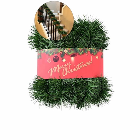 WNFJR Christmas Garland, Long Garland for Stairs Railing Fireplace Mantle Office Door Frame Decor Green Greenery Indoor Outdoor Decorations
