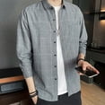 thumbnail image 5 of Shirts for Men Fall Long Sleeve Button Down Business Plaid Shirt Jacket with Pocket Casual Plus Size Loose Collar Mens Shirt Grey XXXXXL, 5 of 5