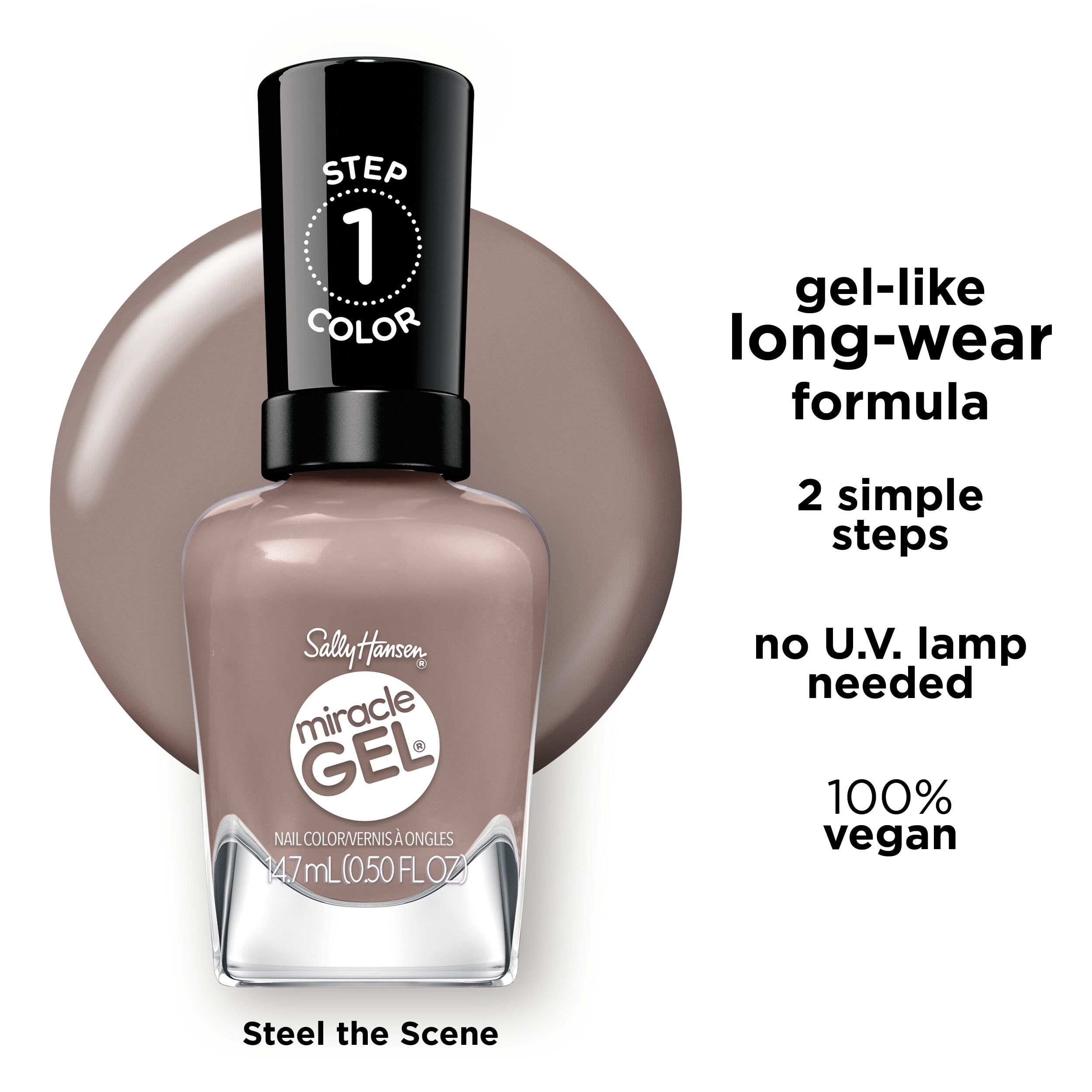 Sally Hansen Miracle Gel Nail Polish Supercharged Glam Steel the Scene .5oz