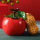 thumbnail image 3 of Caqui cacahuete té juego de té para mascotas decoración simulación fruta forma mesa de té juego de té, 3 of 5