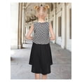 thumbnail image 5 of Sunny Fashion Girls' Sleeveless Chiffon Dress Black And White Zigzag Print High-Low Casual Summer Dresses 6 Years, 5 of 6