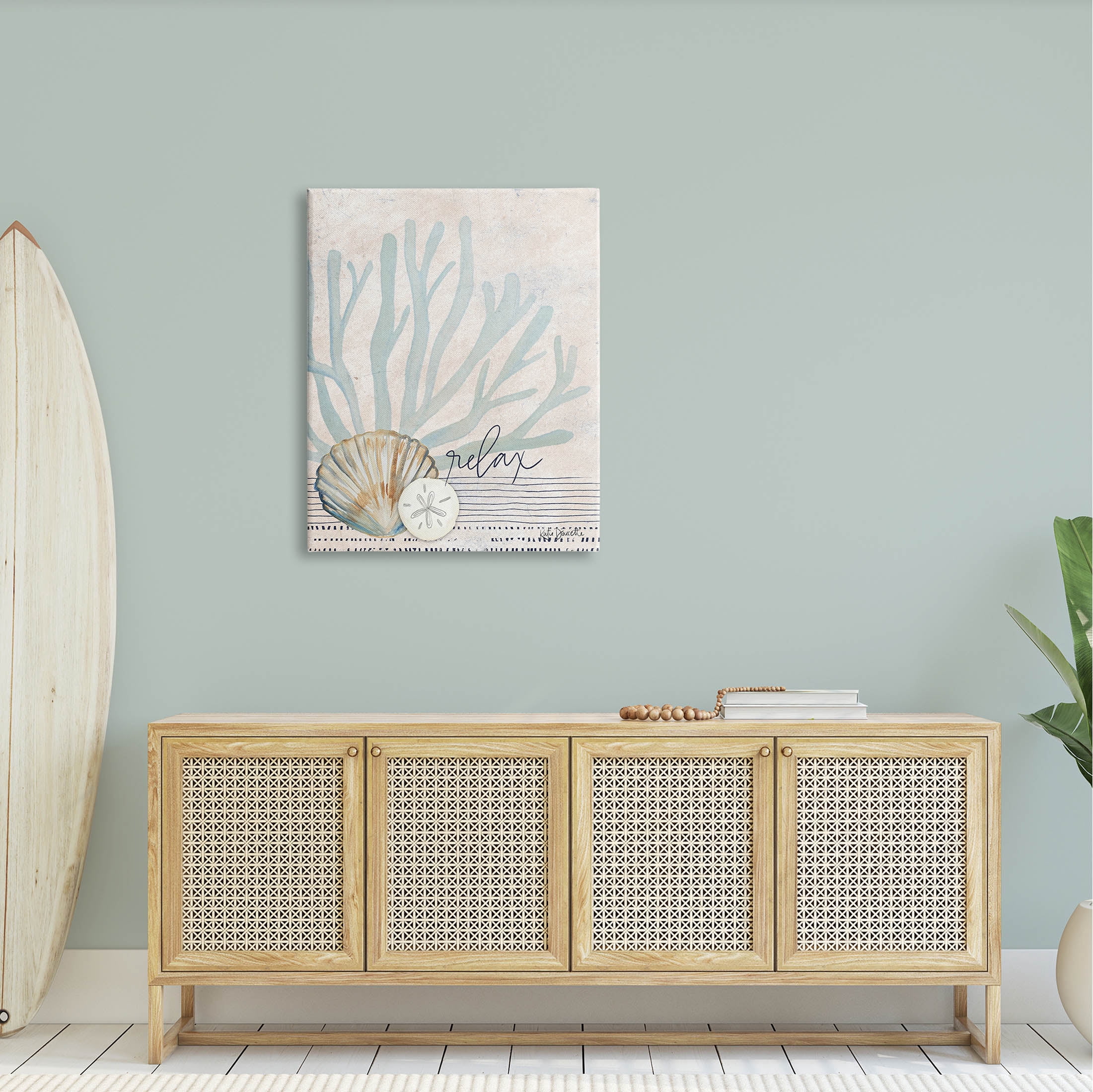 Stupell Industries Striped Sea Life Aquatic Seashells Graphic Art Gallery Wrapped Canvas Print Wall Art, Design by Katie Doucette