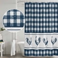 thumbnail image 5 of Farmhouse Blue Plaid Shower Curtain, Waterproof Shower Curtains for Bathroom, Vintage Country Cock Checkered Washable Fabric Bathtub Curtain Set Bath Decor with 12 Hooks Extra Long 72"x96", 5 of 8