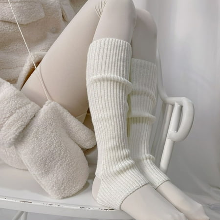 

Anvazise 1 Pair Autumn Winter Leg Warmers Solid Color Warm Hollow Out Foot Heel Stretchy Pile Socks for Daily Wear Light Grey