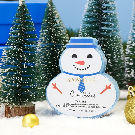 Spongellé - Snow Orchid Snowman Holiday Buffer Christmas Stocking Gift