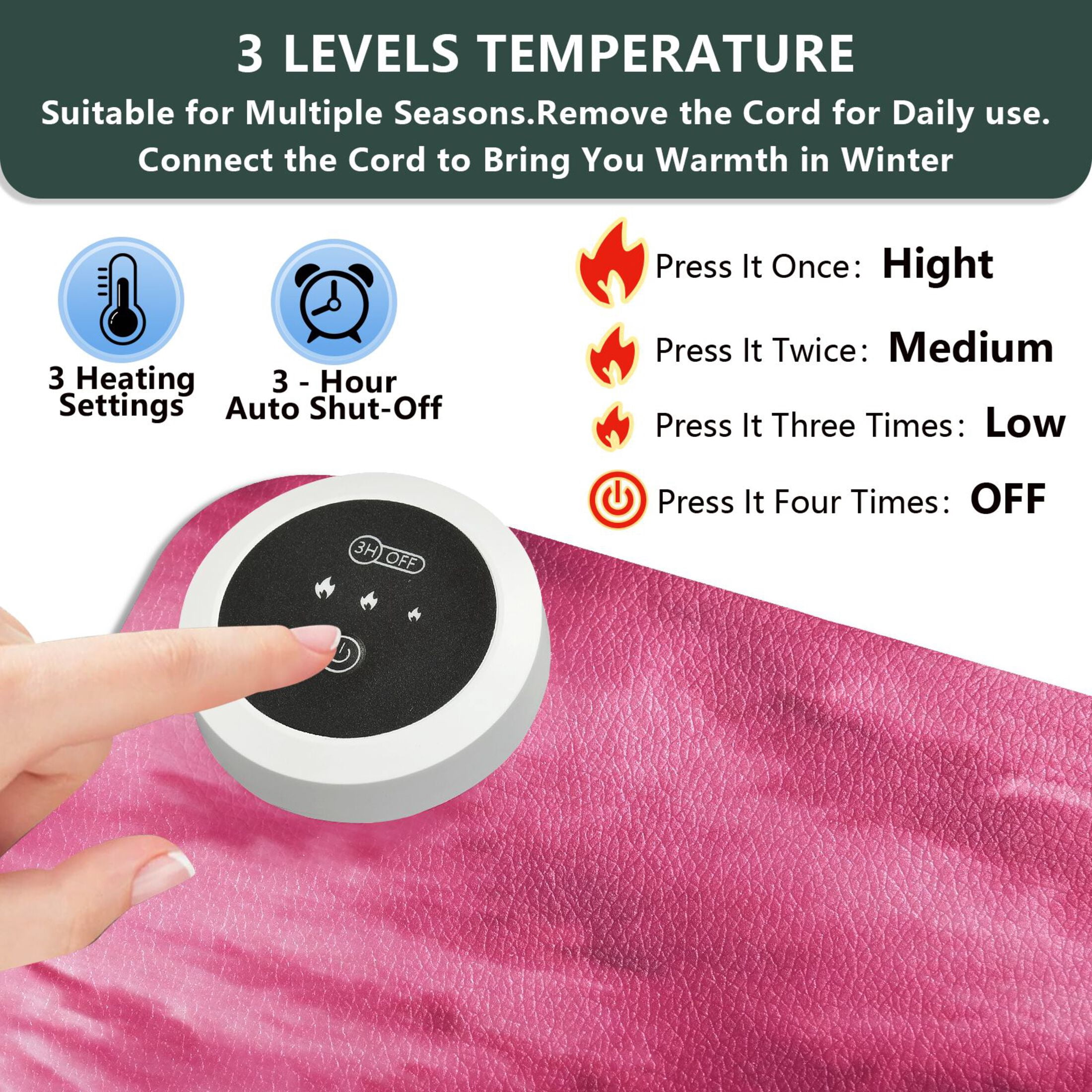 Large Heated Desk Mat Mouse Pad 31.5"x13"PU Leather Graphene Heating Desk Warmer with 3 Temperature Settings 110V US Plug Non-Slip Warm Pad for Home, Office, and Gaming Rose Red Tie-dye Pattern