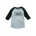 thumbnail image 1 of 3rd Birthday Gift For 3 Year Old Child 3/4 Sleeve Baseball Jersey Toddler Shirt 5T Dark Gray, 1 of 6