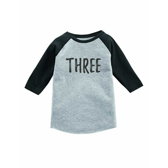 3rd Birthday Gift For 3 Year Old Child 3/4 Sleeve Baseball Jersey Toddler Shirt 5T Dark Gray