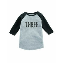 3rd Birthday Gift For 3 Year Old Child 3/4 Sleeve Baseball Jersey Toddler Shirt 5T Dark Gray