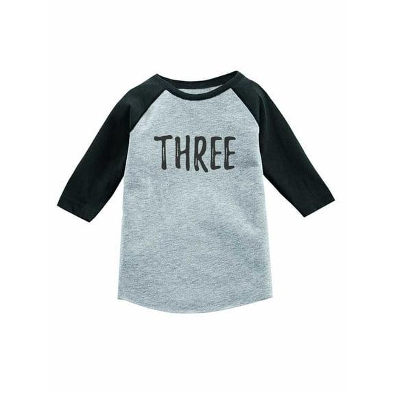 3rd Birthday Gift For 3 Year Old Child 3/4 Sleeve Baseball Jersey Toddler Shirt 5T Dark Gray