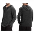 thumbnail image 3 of Camiseta Informal de Larga con Capucha y Botones para Hombre, Otoño e Invierno 2025, con Cordón Ajustable. Gris Oscuro M, 3 of 6