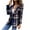 Blue, variant on jsaierl Women's Casual Check Plaid Slim Fit Lapel Buttons Work Office Blazer Suit Cardigan Jacket Coat Top