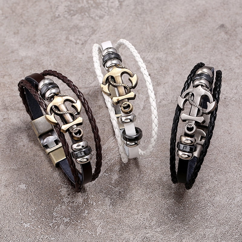 Men's Leather Bracelet Black Straps 21,5cm Magnet STEEL - Poland, New - The  wholesale platform | Merkandi B2B