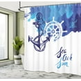 thumbnail image 5 of Ambesonne Anchor Shower Curtain, Nautical Wheel Ocean, 69"Wx84"L, Blue and White, 5 of 5