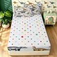 thumbnail image 4 of meiyoeat Cartoon Dinosaur Zipper Full Size Comforter Sets with Fitted Sheet and 2 Pillowcases for Girls Boys, Jungle Wildlife Zipper Bedding Set, White Green, Polkadot Reversible, 4pcs, 4 of 7